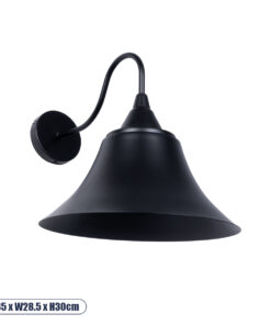 GLOBOSTAR® BELL 01038 Vintage Φωτιστικό Τοίχου - Απλίκα με Ντουί 1 x E27 AC 220-240V IP20 - Μαύρο - Μ35 x Π28.5 x Υ30cm