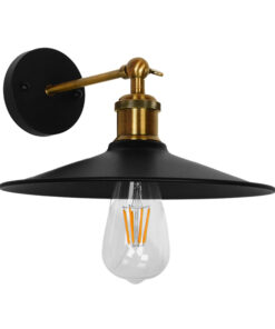 GLOBOSTAR® MINIMALL 01039 Vintage Φωτιστικό Τοίχου - Απλίκα με Ντουί 1 x E27 AC 220-240V IP20 - Μαύρο & Χρυσό - Μ22 x Π39 x Υ18cm