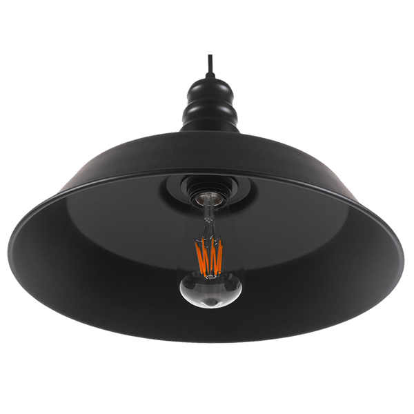 GLOBOSTAR® RAY 01049 Vintage Κρεμαστό Φωτιστικό Οροφής με Ντουί 1 x E27 AC 220-240V IP20 - Μαύρο - Μ36 x Π36 x Υ25cm - Image 5