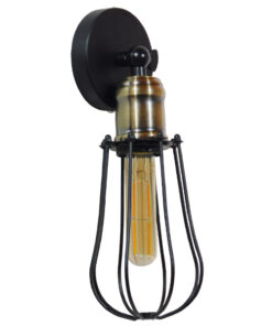 GLOBOSTAR® CATEL 01056 Vintage Φωτιστικό Τοίχου - Απλίκα με Ντουί 1 x E27 AC 220-240V IP20 - Μαύρο & Χρυσό - Μ12 x 15 x Υ32cm