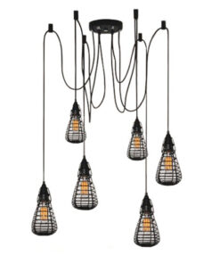 GLOBOSTAR® DROPS 01059 Vintage Κρεμαστό Φωτιστικό Οροφής με Ντουί 6 x E27 AC 220-240V IP20 - Μαύρο - 120cm