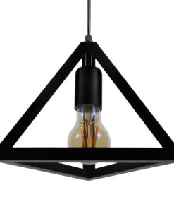 GLOBOSTAR® TRIANGLE 01063 Μοντέρνο Κρεμαστό Φωτιστικό Οροφής με Ντουί 1 x E27 AC 220-240V IP20 - Μαύρο - Μ25 x Π25 x Y21cm