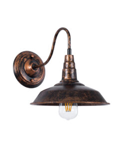 GLOBOSTAR® RAY 01067 Vintage Φωτιστικό Τοίχου - Απλίκα με Ντουί 1 x E27 AC 220-240V IP20 - Χάλκινο Εφέ Σκουριάς - Μ26 x Π37 x Υ32cm
