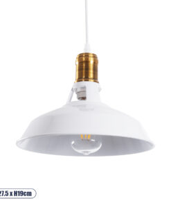 GLOBOSTAR® ANER 01072 Vintage Κρεμαστό Φωτιστικό Οροφής με Ντουί 1 x E27 AC 220-240V IP20 - Λευκό & Χρυσό - Μ27.5 x Π27.5 x Υ19cm