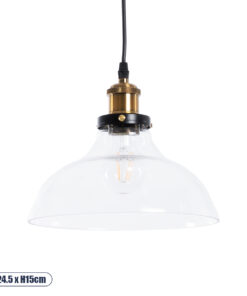 GLOBOSTAR® WICKHAM 01075 Vintage Κρεμαστό Φωτιστικό Οροφής με Ντουί 1 x E27 AC 220-240V IP20 - Διάφανο & Χρυσό - Μ24.5 x Π24.5 x Υ15cm