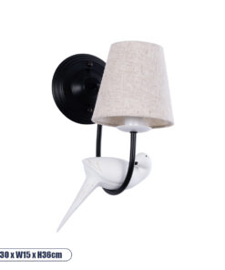 GLOBOSTAR® DOVE 01084 Vintage Φωτιστικό Τοίχου - Απλίκα με Ντουί 1 x E14 AC 220-240V IP20 - Μαύρο & Μπεζ - Μ30 x Π15 x Υ36cm