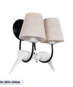 GLOBOSTAR® DOVE 01086 Vintage Φωτιστικό Τοίχου - Απλίκα με Ντουί 2 x E14 AC 220-240V IP20 - Μαύρο & Μπεζ - Μ28 x Π28 x Υ30cm