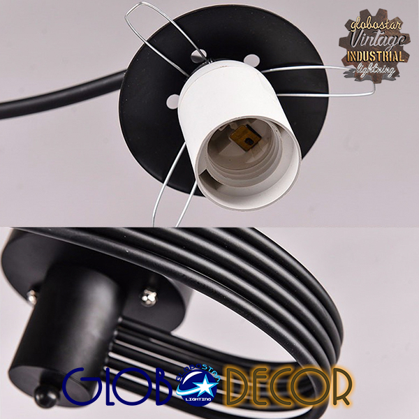 GLOBOSTAR® SELINA 01090 Μοντέρνο Φωτιστικό Οροφής με Ντουί 5 x E27 AC 220-240V IP20 - Μαύρο & Λευκό - Μ63 x Π63 x Υ47cm - Image 8