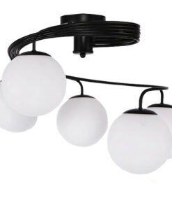 GLOBOSTAR® SELINA 01090 Μοντέρνο Φωτιστικό Οροφής με Ντουί 5 x E27 AC 220-240V IP20 - Μαύρο & Λευκό - Μ63 x Π63 x Υ47cm