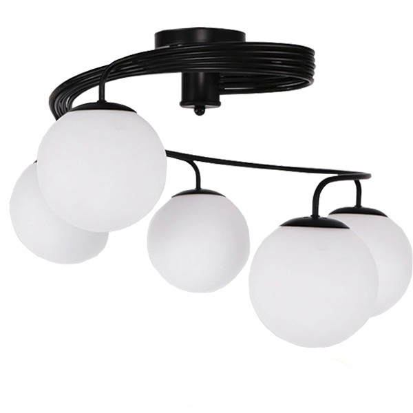 GLOBOSTAR® SELINA 01090 Μοντέρνο Φωτιστικό Οροφής με Ντουί 5 x E27 AC 220-240V IP20 - Μαύρο & Λευκό - Μ63 x Π63 x Υ47cm