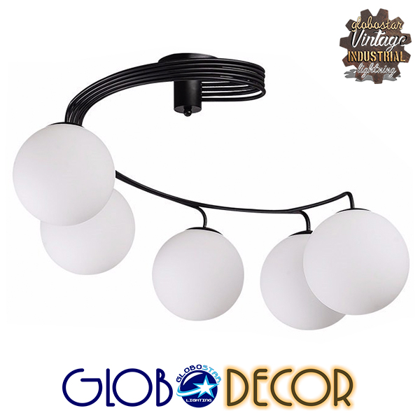 GLOBOSTAR® SELINA 01090 Μοντέρνο Φωτιστικό Οροφής με Ντουί 5 x E27 AC 220-240V IP20 - Μαύρο & Λευκό - Μ63 x Π63 x Υ47cm - Image 2