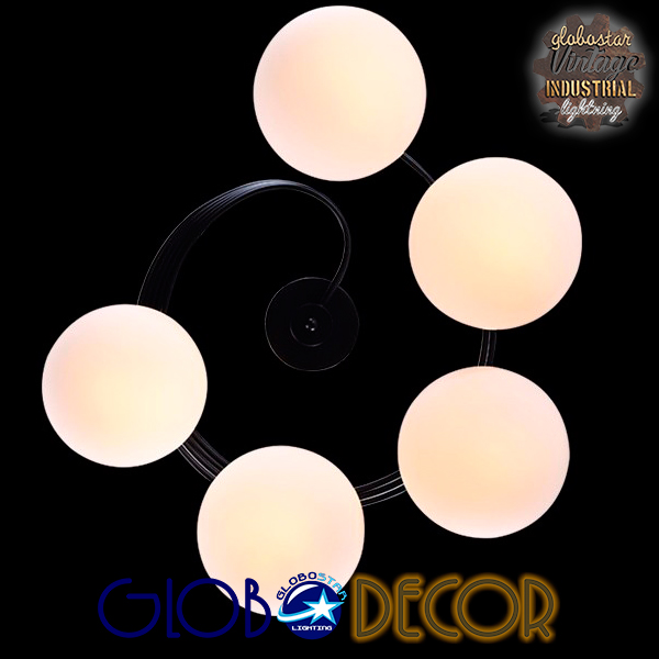 GLOBOSTAR® SELINA 01090 Μοντέρνο Φωτιστικό Οροφής με Ντουί 5 x E27 AC 220-240V IP20 - Μαύρο & Λευκό - Μ63 x Π63 x Υ47cm - Image 7