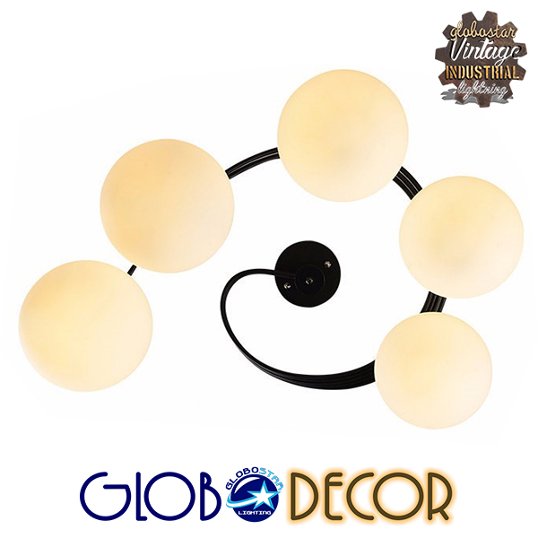 GLOBOSTAR® SELINA 01090 Μοντέρνο Φωτιστικό Οροφής με Ντουί 5 x E27 AC 220-240V IP20 - Μαύρο & Λευκό - Μ63 x Π63 x Υ47cm - Image 6