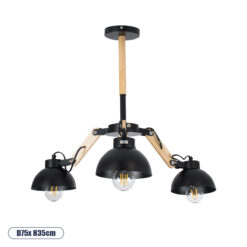 GLOBOSTAR® OLD SCHOOL 01093 Μοντέρνο Φωτιστικό Οροφής με Ντουί 3 x E27 AC 220-240V IP20 - Μαύρο & Μπεζ - Μ75 x Π75 x Υ35cm
