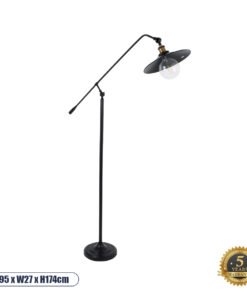 GLOBOSTAR® WYNGE 01101 Vintage Επιδαπέδιο Φωτιστικό με Ντουί 1 x E27 AC 220-240V IP20 - Μαύρο & Χρυσό - Μ95 x Π27 x Υ174cm