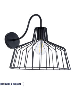 GLOBOSTAR® TRIUMPH 01117 Vintage Φωτιστικό Τοίχου - Απλίκα με Ντουί 1 x E27 AC 220-240V IP20 - Μαύρο - Μ30 x Π36 x Υ30cm