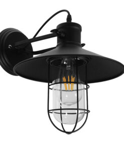 GLOBOSTAR® CELL 01118 Vintage Φωτιστικό Τοίχου - Απλίκα με Ντουί 1 x E27 AC 220-240V IP20 - Μαύρο - Μ33 x Π27 x Υ33cm