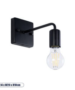 GLOBOSTAR® MISSAM 01119 Μοντέρνο Φωτιστικό Τοίχου - Απλίκα με Ντουί 1 x E27 AC 220-240V IP20 - Μαύρο - Μ14 x Π20 x Υ10cm