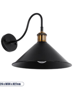 GLOBOSTAR® ANBET 01121 Vintage Φωτιστικό Τοίχου - Απλίκα με Ντουί 1 x E27 AC 220-240V IP20 - Μαύρο & Χρυσό - Μ26 x Π38 x Υ27cm