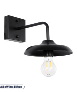 GLOBOSTAR® PHIA 01122 Vintage Φωτιστικό Τοίχου - Απλίκα με Ντουί 1 x E27 AC 220-240V IP20 - Μαύρο - Μ18.5 x Π29 x Υ18cm