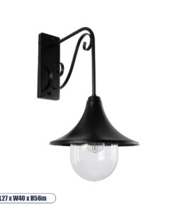 GLOBOSTAR® ANNIEL 01123 Vintage Φωτιστικό Τοίχου - Απλίκα με Ντουί 1 x E27 AC 220-240V IP20 - Μαύρο - Μ27 x Π40 x Υ56cm