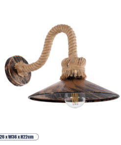 GLOBOSTAR® ROBLY 01125 Vintage Φωτιστικό Τοίχου - Απλίκα με Ντουί 1 x E27 AC 220-240V IP20 - Χάλκινο & Μπεζ - Μ26 x Π36 x Υ22cm