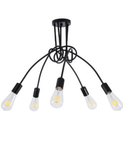 GLOBOSTAR® PAULELI 01127 Μοντέρνο Φωτιστικό Οροφής με Ντουί 5 x E27 AC 220-240V IP20 - Μαύρο - Μ76 x Π76 x Υ45cm