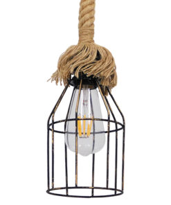 GLOBOSTAR® LAICO 01129 Vintage Κρεμαστό Φωτιστικό Οροφής με Ντουί 1 x E27 AC 220-240V IP20 - Μπρούτζινο & Μπεζ - Μ12 x Π12 x Υ100cm