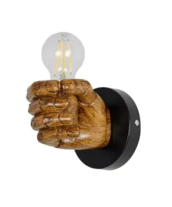 GLOBOSTAR® FIST 01138 Μοντέρνο Φωτιστικό Τοίχου - Απλίκα με Ντουί 1 x E27 AC 220-240V IP20 - Καφέ - Μ15 x Π12 x Υ12cm