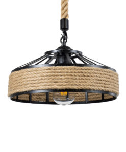 GLOBOSTAR® SAHARA 01146 Boho Κρεμαστό Φωτιστικό Οροφής με Ντουί 1 x E27 AC 220-240V IP20 - Μπεζ & Μαύρο - Μ31 x Π31 x Υ14cm