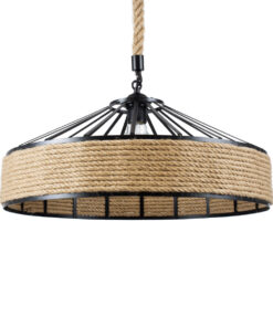 GLOBOSTAR® SAHARA 01147 Vintage Κρεμαστό Φωτιστικό Οροφής με Ντουί 1 x E27 AC 220-240V IP20 - Μαύρο & Μπεζ - Μ40 x Π40 x Υ32cm