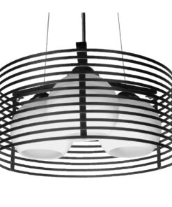GLOBOSTAR® KEVIA 01150 Μοντέρνο Κρεμαστό Φωτιστικό Οροφής με Ντουί 3 x E27 AC 220-240V IP20 - Μαύρο & Λευκό - Μ40 x Π40 x Υ17.5cm