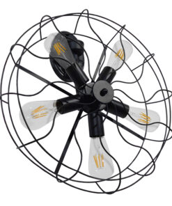 GLOBOSTAR® FAN 01163 Vintage Φωτιστικό Τοίχου - Απλίκα με Ντουί 5 x E27 AC 220-240V IP20 - Μαύρο - Μ22 x Π46 x Υ46cm