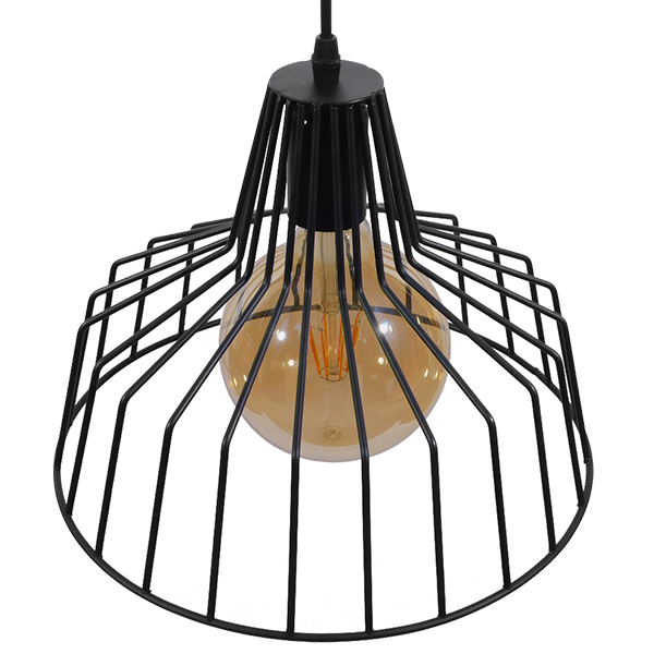 GLOBOSTAR® TERE 01165 Vintage Κρεμαστό Φωτιστικό Οροφής με Ντουί 1 x E27 AC 220-240V IP20 - Μαύρο - Μ30 x Π30 x Υ25cm - Image 4