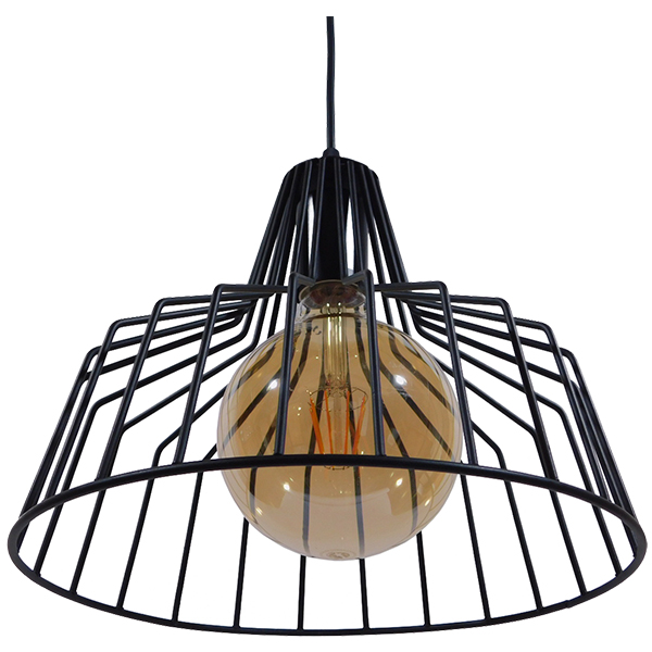 GLOBOSTAR® TERE 01165 Vintage Κρεμαστό Φωτιστικό Οροφής με Ντουί 1 x E27 AC 220-240V IP20 - Μαύρο - Μ30 x Π30 x Υ25cm - Image 5