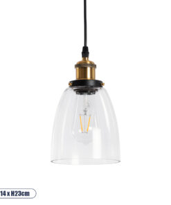 GLOBOSTAR® WICKHAM 01168 Vintage Κρεμαστό Φωτιστικό Οροφής με Ντουί 1 x E27 AC 220-240V IP20 - Χρυσό & Διάφανο - Μ14 x Π14 x Y23cm