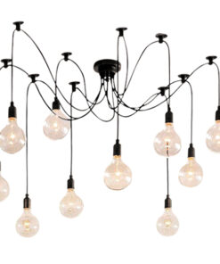 GLOBOSTAR® WIRED 01173 Vintage Κρεμαστό Φωτιστικό Οροφής με Ντουί 10 x E27 AC 220-240V IP20 - Μαύρο - Μ200 x Π200 x Υ100cm