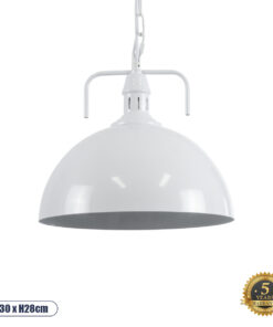 GLOBOSTAR® LARKIN 01174 Vintage Κρεμαστό Φωτιστικό Οροφής με Ντουί 1 x E27 AC 220-240V IP20 - Λευκό - Μ30 x Π30 x Y28cm