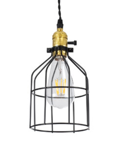 GLOBOSTAR® GALOT 01179 Vintage Κρεμαστό Φωτιστικό Οροφής με Ντουί 1 x E27 AC 220-240V IP20 - Μαύρο & Χρυσό - Μ13.5 x Π13.5 x Y16cm