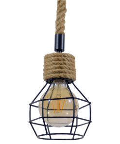 GLOBOSTAR® HELLET 01182 Vintage Κρεμαστό Φωτιστικό Οροφής με Ντουί 1 x E27 AC 220-240V IP20 - Μαύρο & Μπεζ - Μ16 x Π16 x Υ25cm