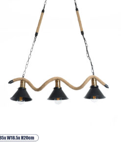 GLOBOSTAR® TYMEN 01189 Boho Κρεμαστό Φωτιστικό Οροφής με Ντουί 3 x E27 AC 220-240V IP20 - Μαύρο & Μπεζ - Μ85 x Π18.5 x Υ20cm