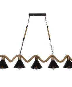 GLOBOSTAR® TYMEN 01190 Vintage Κρεμαστό Φωτιστικό Οροφής με Ντουί 5 x E27 AC 220-240V IP20 - Μαύρο & Μπεζ - Μ150 x Π22 x Υ23cm