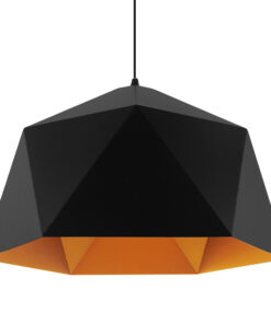 GLOBOSTAR® HEXAGON 01195 Μοντέρνο Κρεμαστό Φωτιστικό Οροφής με Ντουί 1 x E27 AC 220-240V IP20 - Μαύρο & Χρυσό - Μ46 x Π46 x Υ25cm