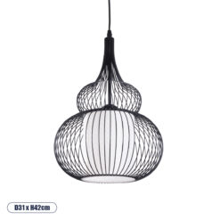 GLOBOSTAR® LILY 01199 Μοντέρνο Κρεμαστό Φωτιστικό Οροφής με Ντουί 1 x E27 AC 220-240V IP20 - Μαύρο & Λευκό - Μ31 x Π31 x Υ42cm