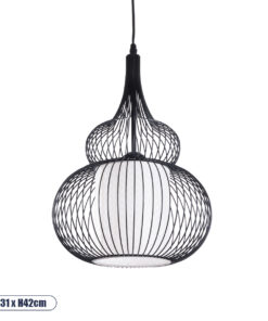 GLOBOSTAR® LILY 01199 Μοντέρνο Κρεμαστό Φωτιστικό Οροφής με Ντουί 1 x E27 AC 220-240V IP20 - Μαύρο & Λευκό - Μ31 x Π31 x Υ42cm