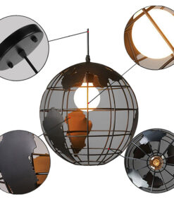 GLOBOSTAR® EARTH 01205 Vintage Κρεμαστό Φωτιστικό Οροφής με Ντουί 1 x E27 AC 220-240V IP20 – Μαύρο – Μ30 x Π30 x Υ30cm