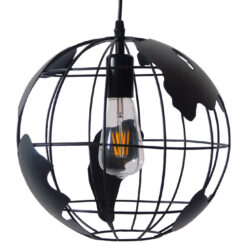 GLOBOSTAR® EARTH 01205 Vintage Κρεμαστό Φωτιστικό Οροφής με Ντουί 1 x E27 AC 220-240V IP20 – Μαύρο – Μ30 x Π30 x Υ30cm
