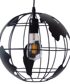 GLOBOSTAR® EARTH 01205 Vintage Κρεμαστό Φωτιστικό Οροφής με Ντουί 1 x E27 AC 220-240V IP20 – Μαύρο – Μ30 x Π30 x Υ30cm