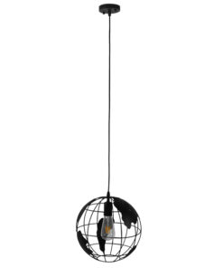 GLOBOSTAR® EARTH 01205 Vintage Κρεμαστό Φωτιστικό Οροφής με Ντουί 1 x E27 AC 220-240V IP20 – Μαύρο – Μ30 x Π30 x Υ30cm