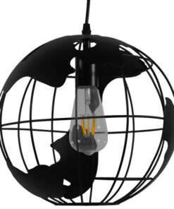 GLOBOSTAR® EARTH 01205 Vintage Κρεμαστό Φωτιστικό Οροφής με Ντουί 1 x E27 AC 220-240V IP20 – Μαύρο – Μ30 x Π30 x Υ30cm